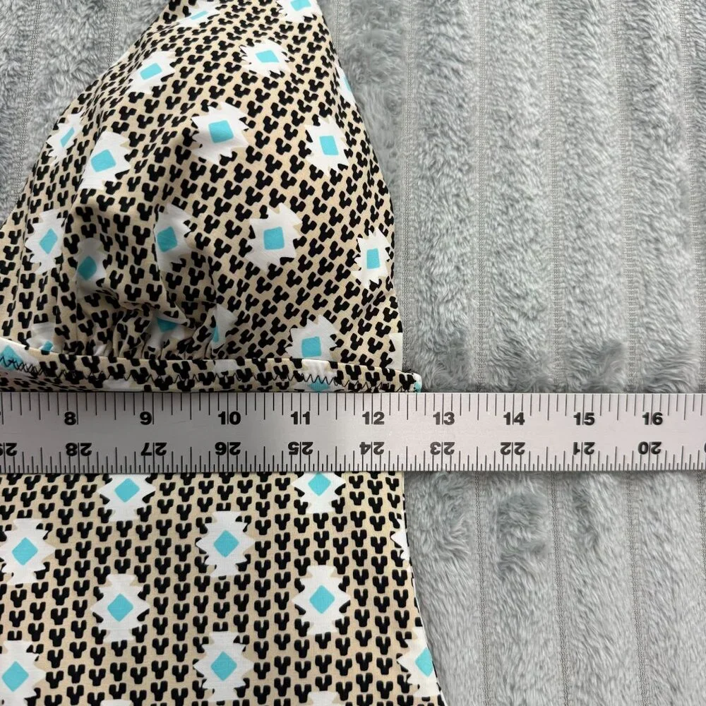 Vera Bradley Tankini‎ Top Womens Small Tan Blue Abstract Geometric Swimwear 4/6